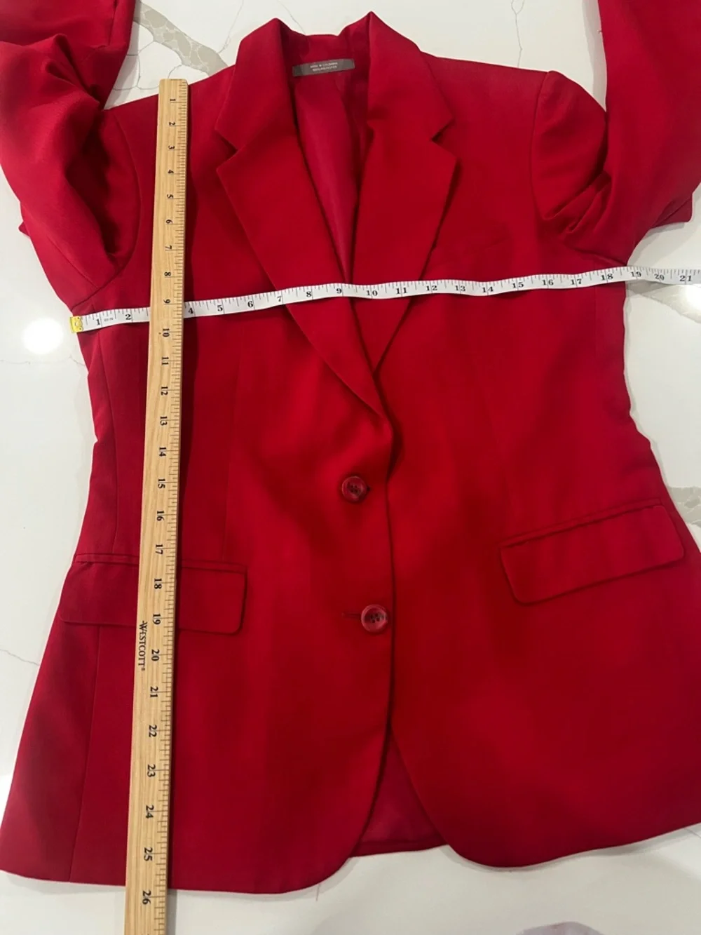 Linden Grey Tomato Red Tailored Blazer Women M Structured Chic - Picture 12 of 16